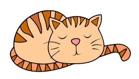 Adorable Sleeping Orange Tabby Cat Cartoon Illustration for Children's Books