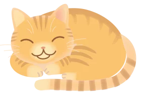 Adorable Sleeping Orange Tabby Cat with Cute Smile in Cartoon Style Clipart