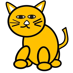 Adorable Yellow Cartoon Cat with Whiskers and Round Eyes - Simple Children's Clipart