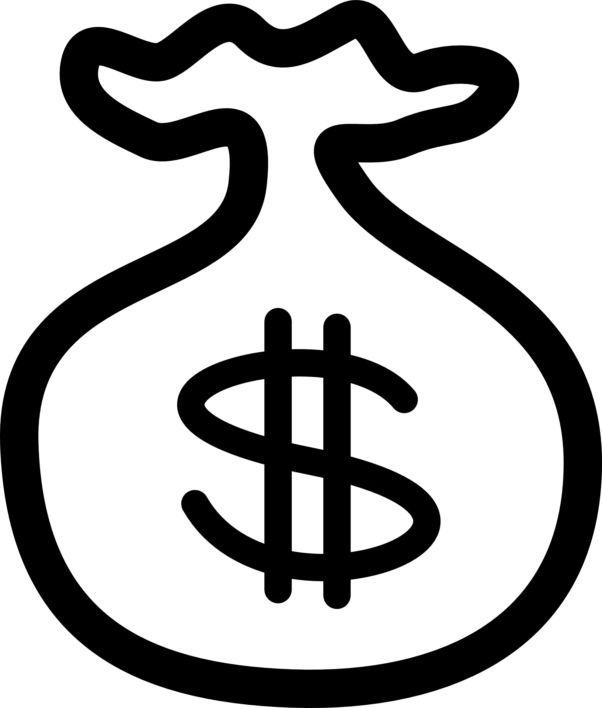 Black Money Bag with Dollar Sign Financial Clipart Icon for Business