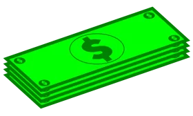 Bright Green Dollar Bills Stack with Currency Symbol Cartoon Financial Clipart