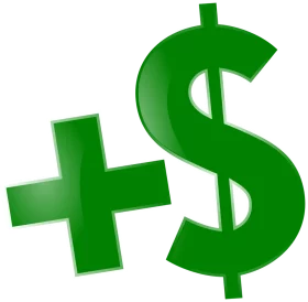 Bright Green Financial Growth Plus and Dollar Sign Money Symbol Clipart