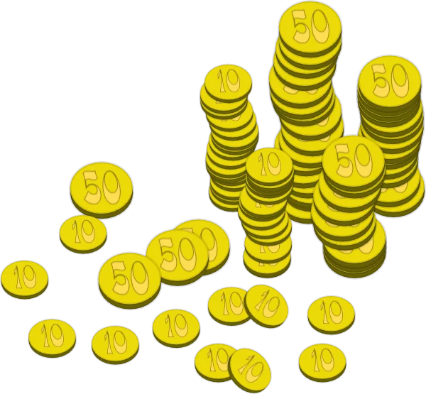 Bright Yellow Stack of Coins with Dollar Sign Currency Symbols in 3D Clipart