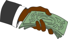 Business Transaction Clipart: Hand Exchanging Cash Dollar Bills Currency