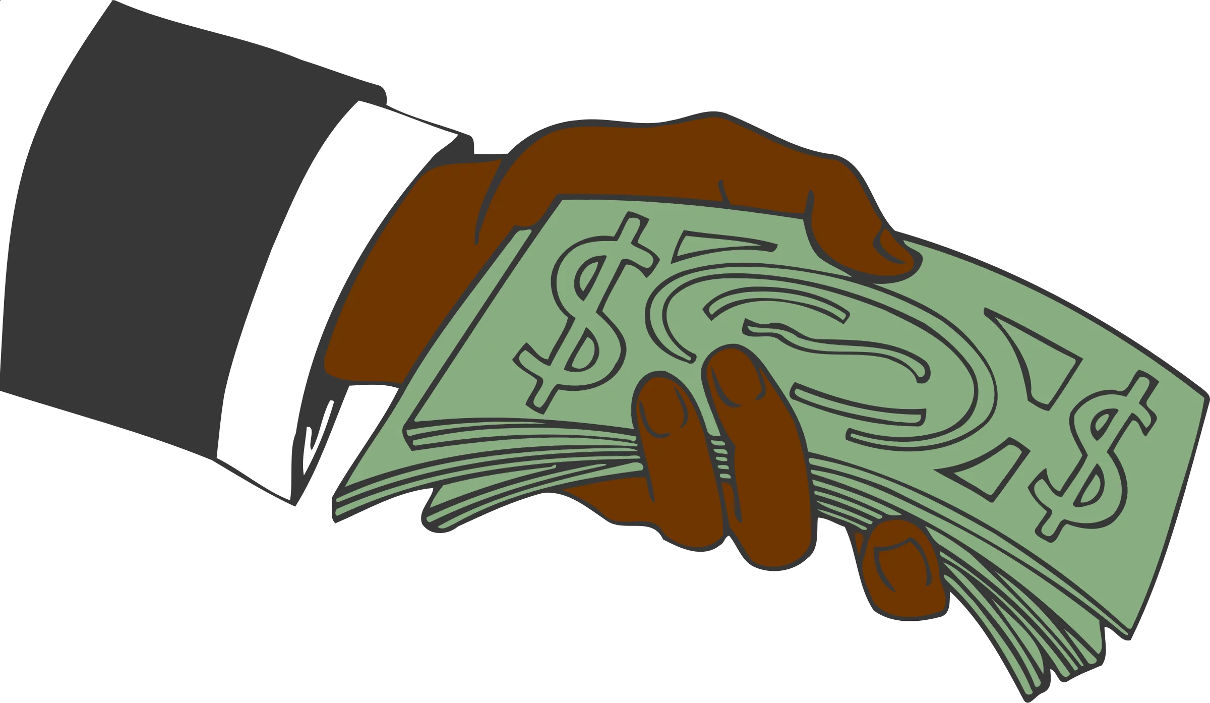 Business Transaction Clipart: Hand Exchanging Cash Dollar Bills Currency