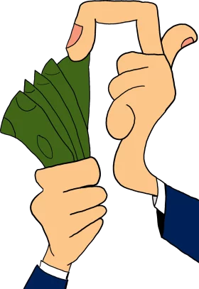 Business Transaction Clipart: Professional Hands Exchanging Green Cash Currency