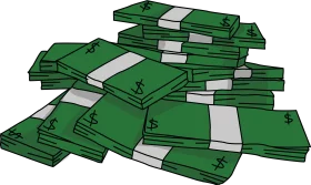 Cartoon Money Pile Green Dollar Bills Stacked Currency Financial Clipart