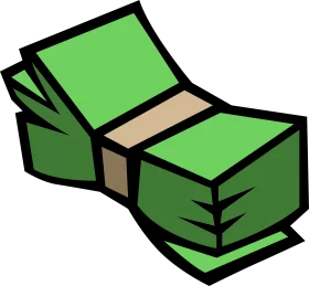 Cartoon Style Green Money Stack Folded in Half with Band Financial Clipart