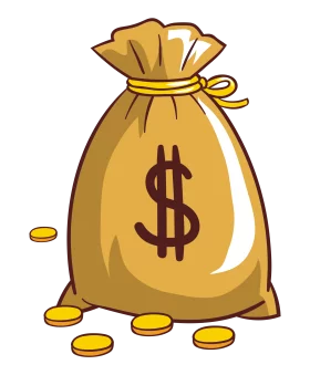 Classic Golden Money Bag with Dollar Sign and Gold Coins Cartoon Clipart