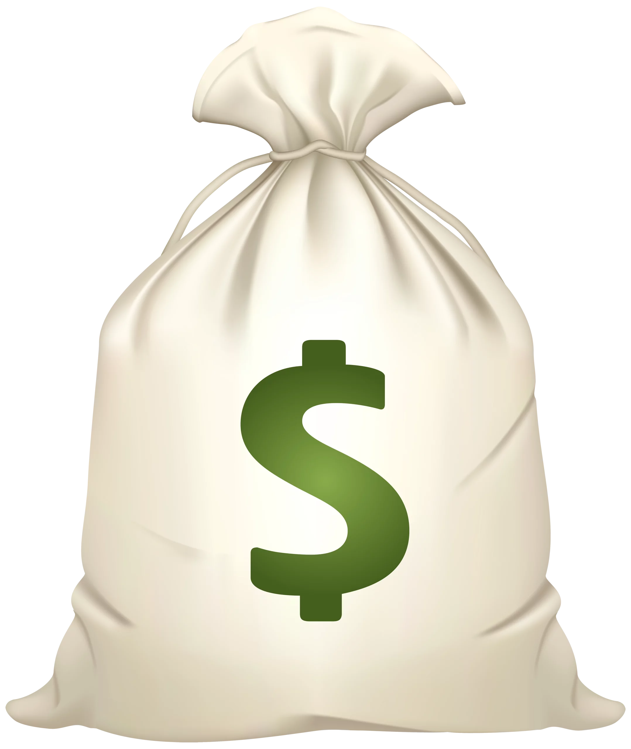 Classic Money Bag with Green Dollar Sign Symbol Financial Wealth Clipart