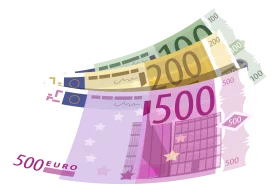 Colorful European Currency Euro Banknotes Money Collection Clipart Illustration