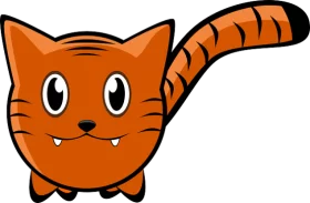 Cute Cartoon Orange Tiger Cat with Large Eyes and Striped Tail Clipart