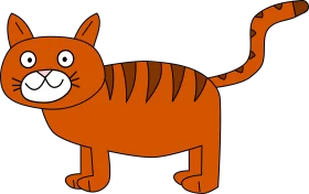 Cute Cartoon Orange Tiger with Black Stripes and Round Expressive Eyes