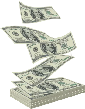 Falling US Dollar Bills Stacking Into Pile of Money - Financial Currency Clipart