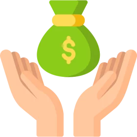 Financial Support Clipart: Green Money Bag with Dollar Sign Above Open Hands