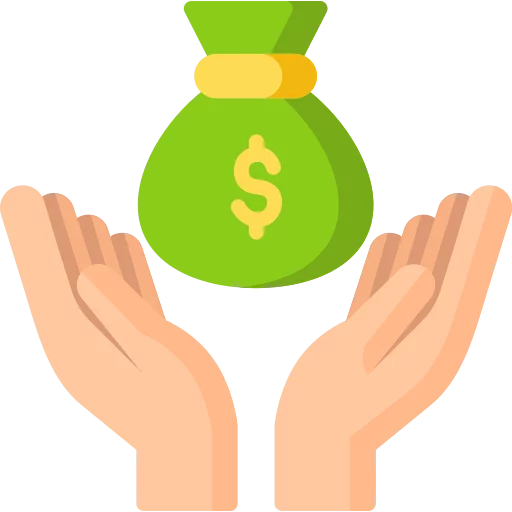 Financial Support Clipart: Green Money Bag with Dollar Sign Above Open Hands