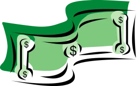 Flowing Green Money with Dollar Signs - Financial Success Clipart Illustration