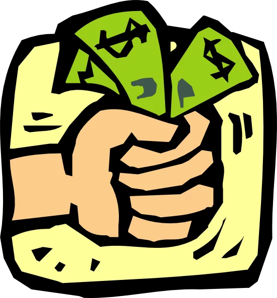 Hand Clutching Money Bills Cartoon Style Financial Clipart Illustration