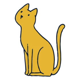 Minimalist Golden Cat Clipart with Simple Line Design and Vibrant Mustard Coloring