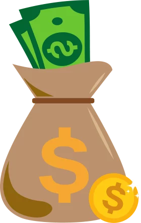 Money Bag with Dollar Bills and Gold Coins Financial Clipart Illustration