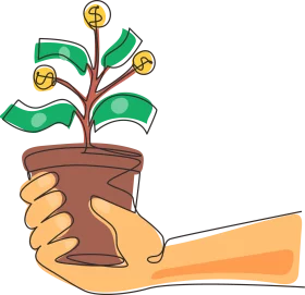 Money Plant Growth Illustration: Financial Investment Prosperity Clipart Symbol