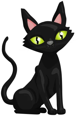 Mystical Black Cat with Hypnotic Green Eyes: Spooky Halloween Feline Clipart