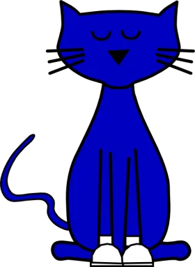 Serene Blue Cartoon Cat with Closed Eyes and White Shoes Clipart Illustration