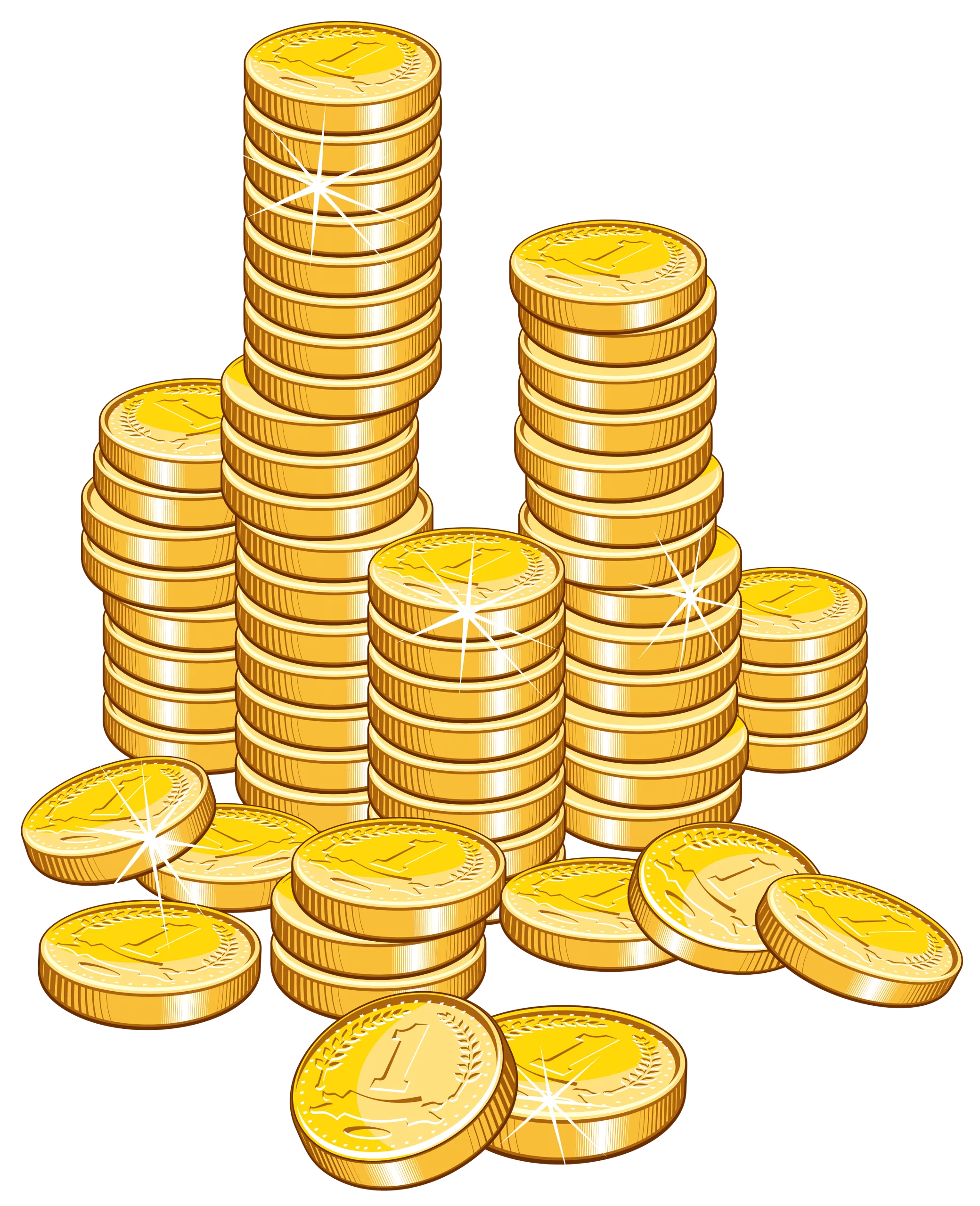 Shining Gold Coin Stacks Financial Wealth Money Currency Treasure Clipart