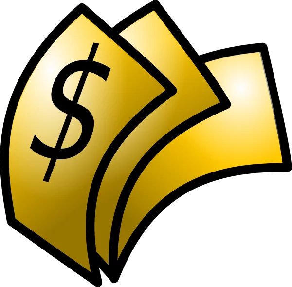 Shiny Golden Dollar Bills Money Symbol Financial Wealth Currency Clipart