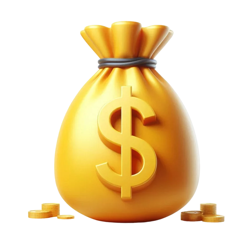 Shiny Golden Money Bag with Dollar Sign Financial Wealth Prosperity Clipart