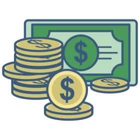 Stack of Gold Coins and Dollar Bill Financial Wealth Economy Clipart