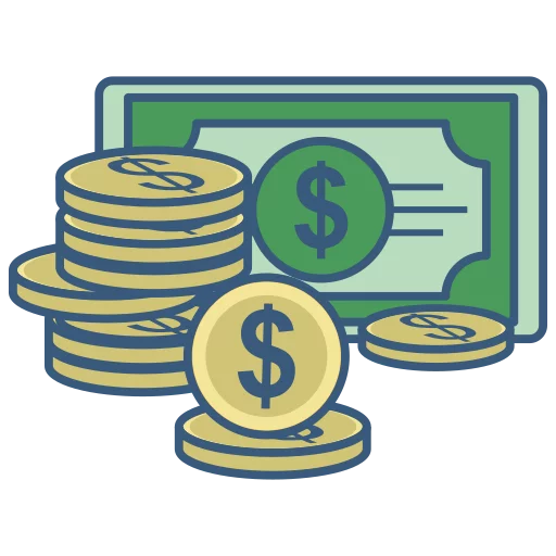 Stack of Gold Coins and Dollar Bill Financial Wealth Economy Clipart