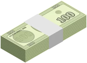 Stack of Green 100 Dollar Bills with Band - Realistic Financial Currency Clipart Illustration