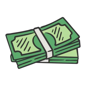 Stack of Green Dollar Bills with White Band Currency Money Clipart Illustration