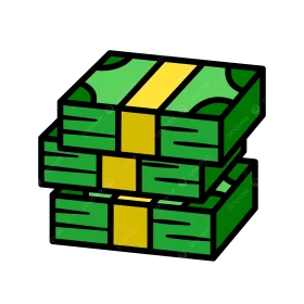 Stacked Green Cash Money Bundles with Gold Bands Financial Wealth Clipart