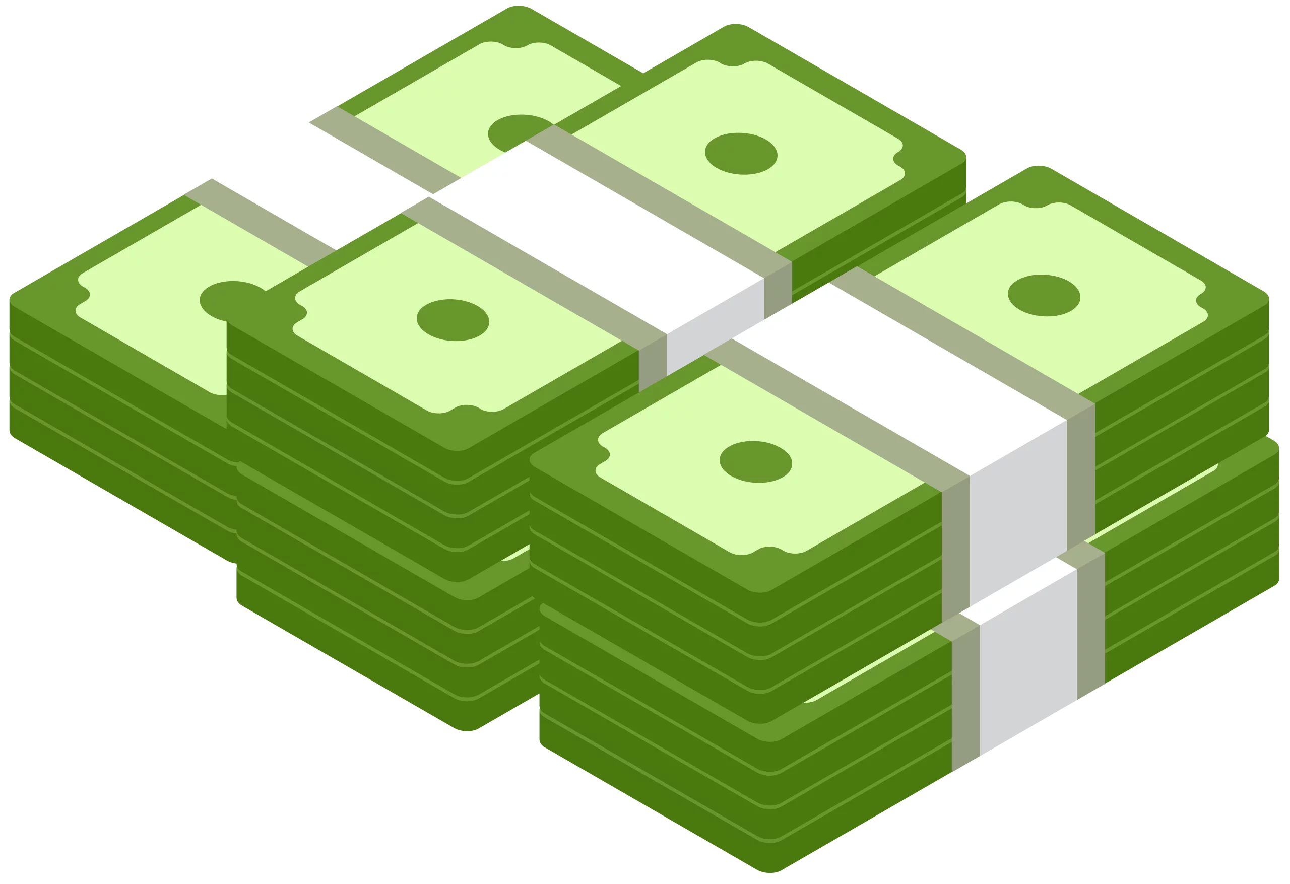 Stacked Green Money Bundles Financial Wealth Cash Currency Clipart Illustration