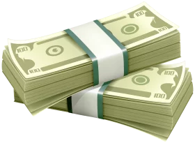 Stacks of Green Money Bills with White Banding - Financial Wealth Clipart Illustration