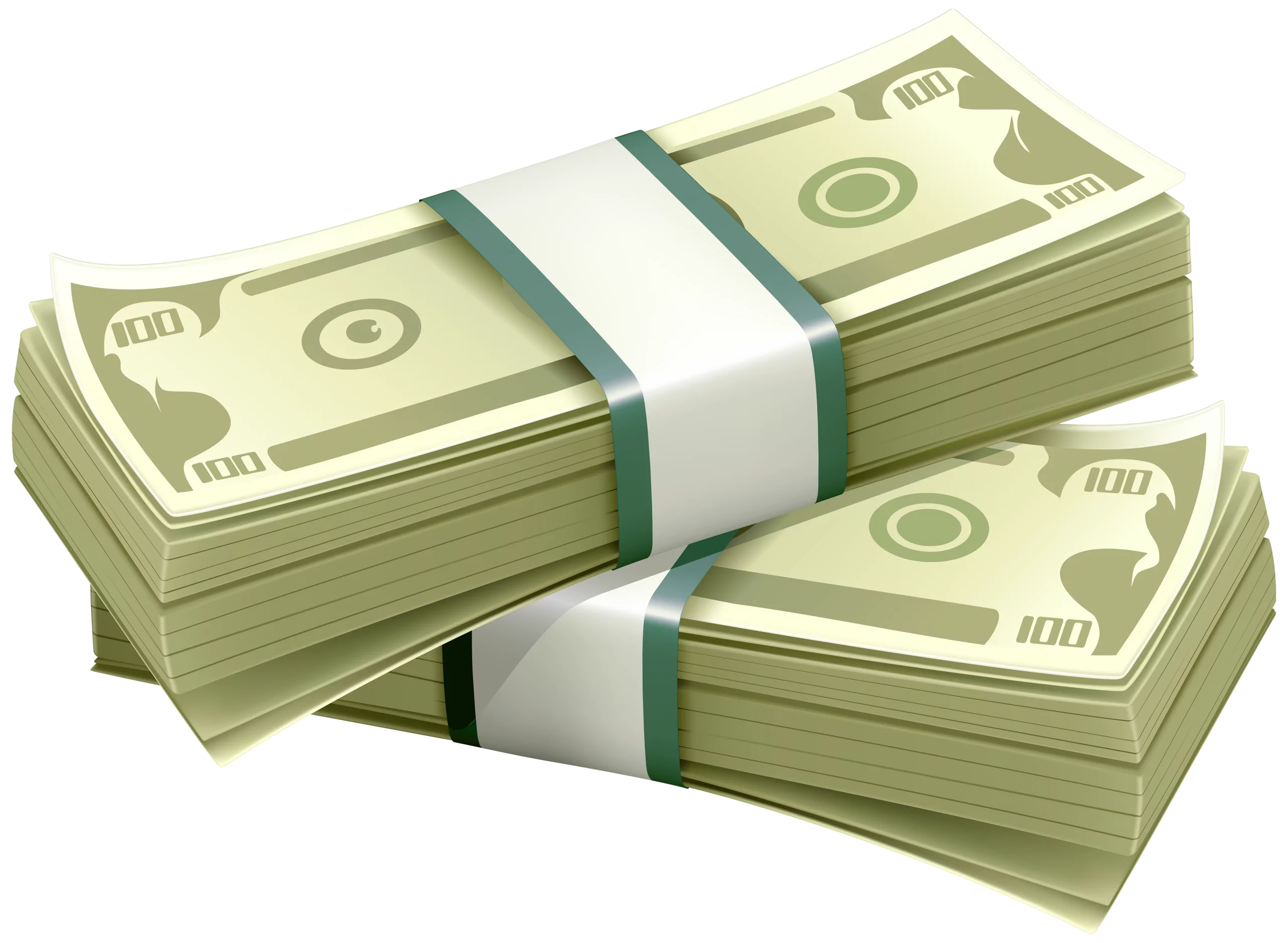 Stacks of Green Money Bills with White Banding - Financial Wealth Clipart Illustration