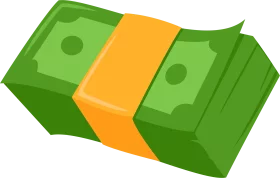 Stylized Green Money Bundle with Orange Band Financial Clipart Illustration