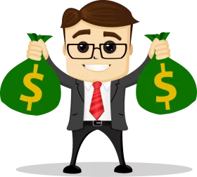 Successful Business Professional Holding Money Bags Financial Success Clipart