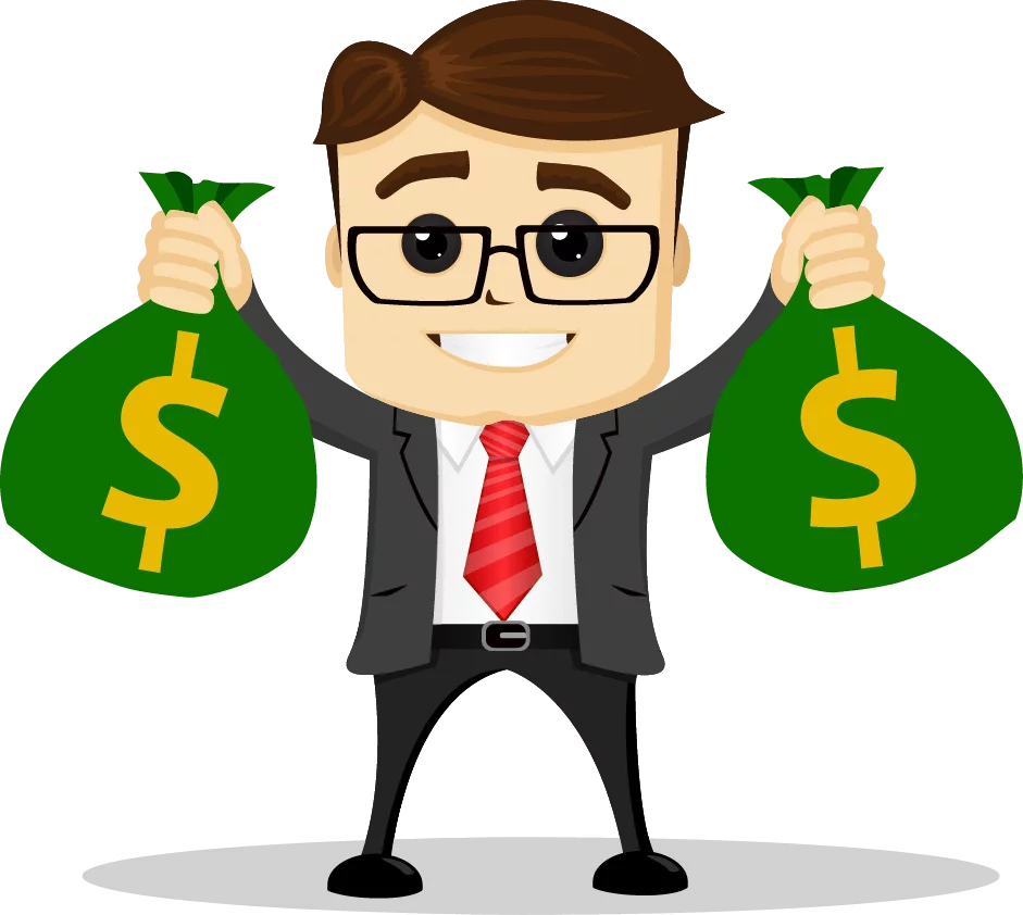 Successful Business Professional Holding Money Bags Financial Success Clipart