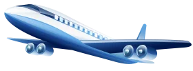 Blue Commercial Passenger Airplane Transport Aviation Travel Jet Clipart