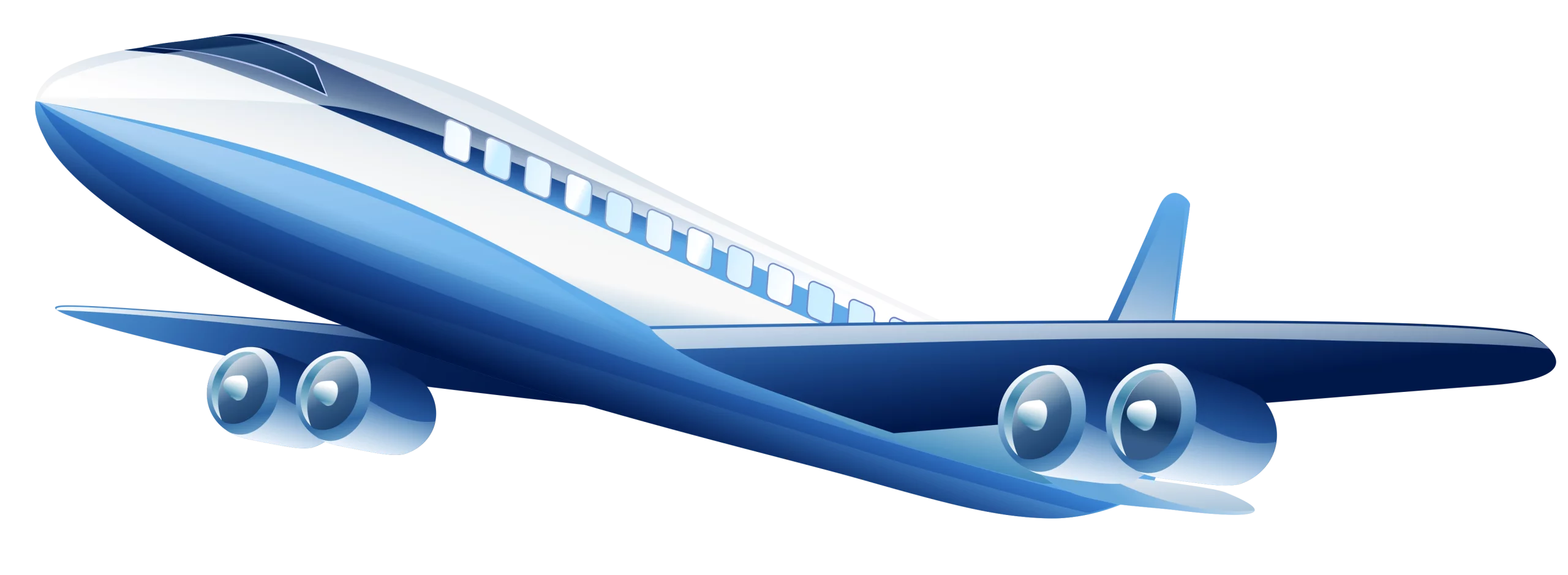 Blue Commercial Passenger Airplane Transport Aviation Travel Jet Clipart