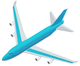 Bright Turquoise Commercial Passenger Airplane in Flight Transportation Clipart