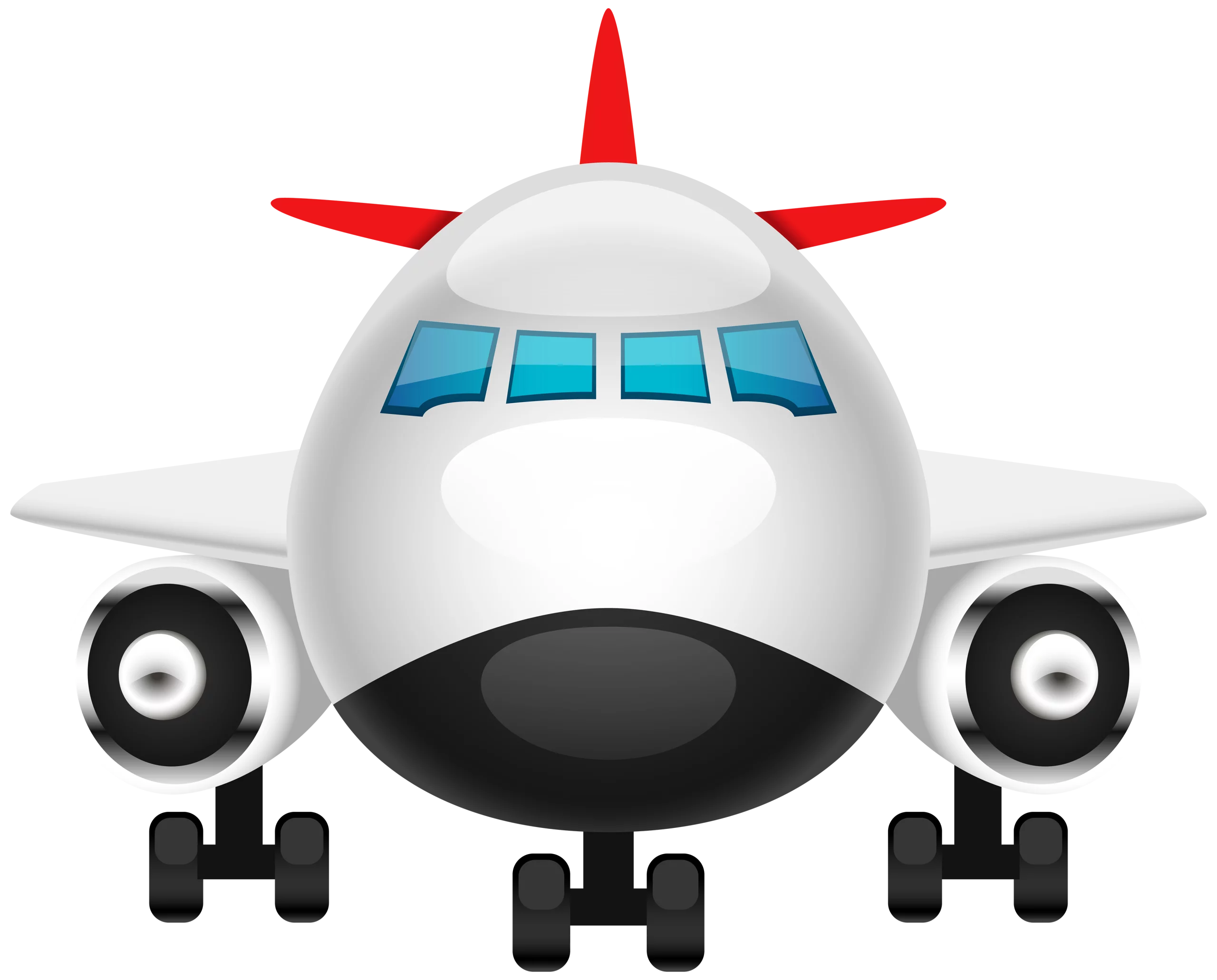 Cartoon Commercial Airplane with Red Spikes and Blue Windows - Modern Transport Clipart