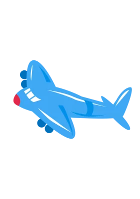 Cheerful Blue Aircraft with Red Nose Transportation Vehicle Clipart Illustration