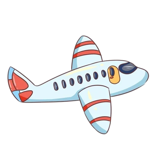 Colorful Cartoon Airplane with Red Stripes | Children's Aviation Clipart