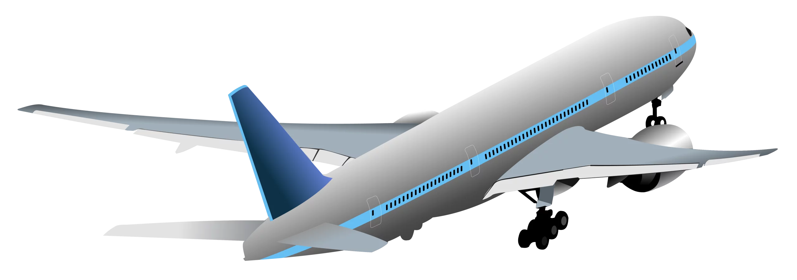 Commercial Passenger Aircraft with Navy Blue and Orange Accents in Clean Digital Clipart Style