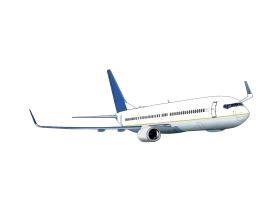 Commercial Passenger Airplane with Blue Tail in Flight Clipart Illustration