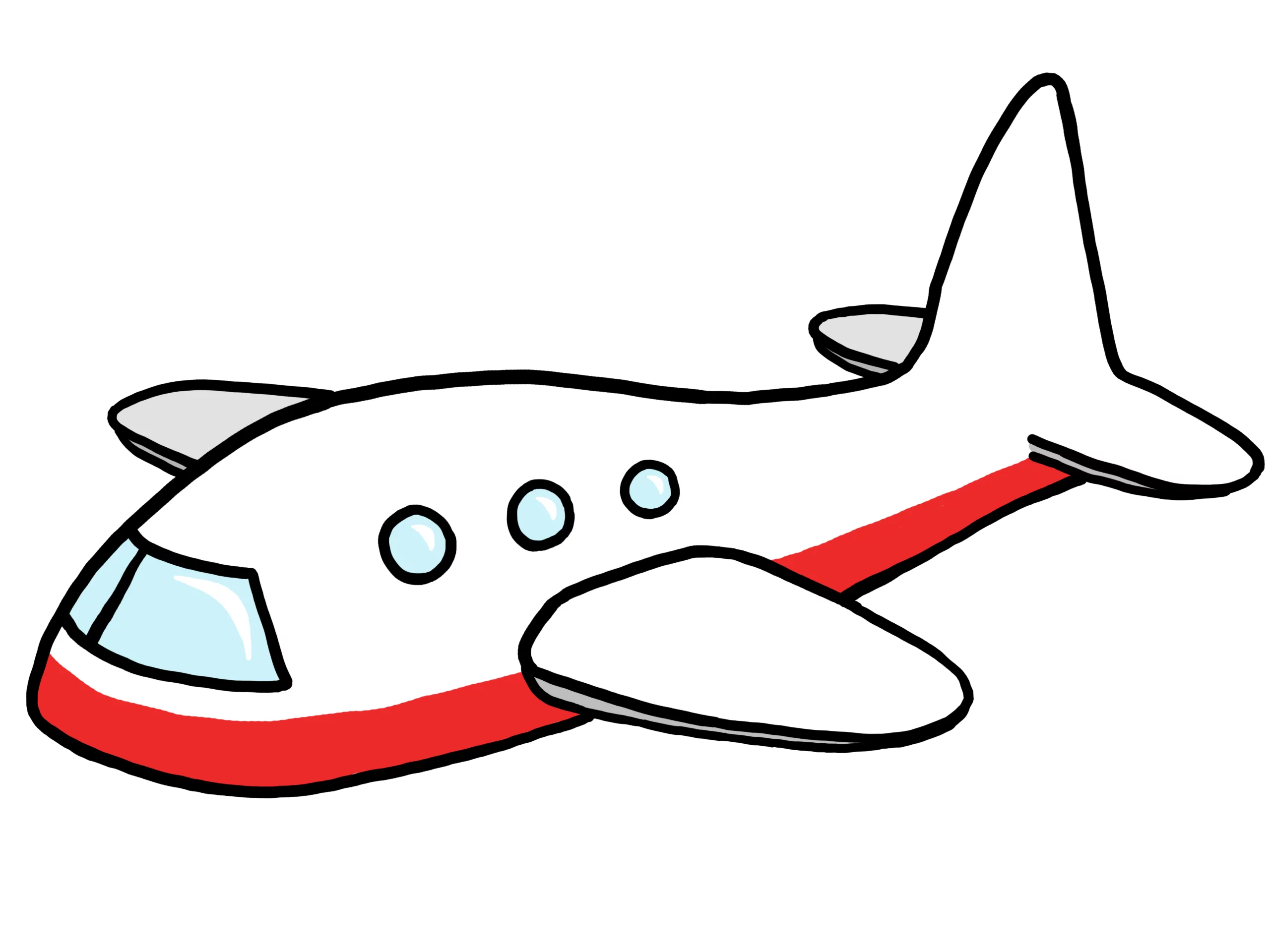 Cute Cartoon Airplane with Red and White Design - Transportation Clipart